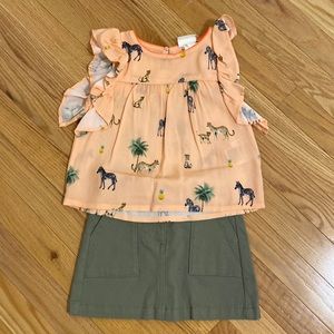 H&M skirt and shirt set safari